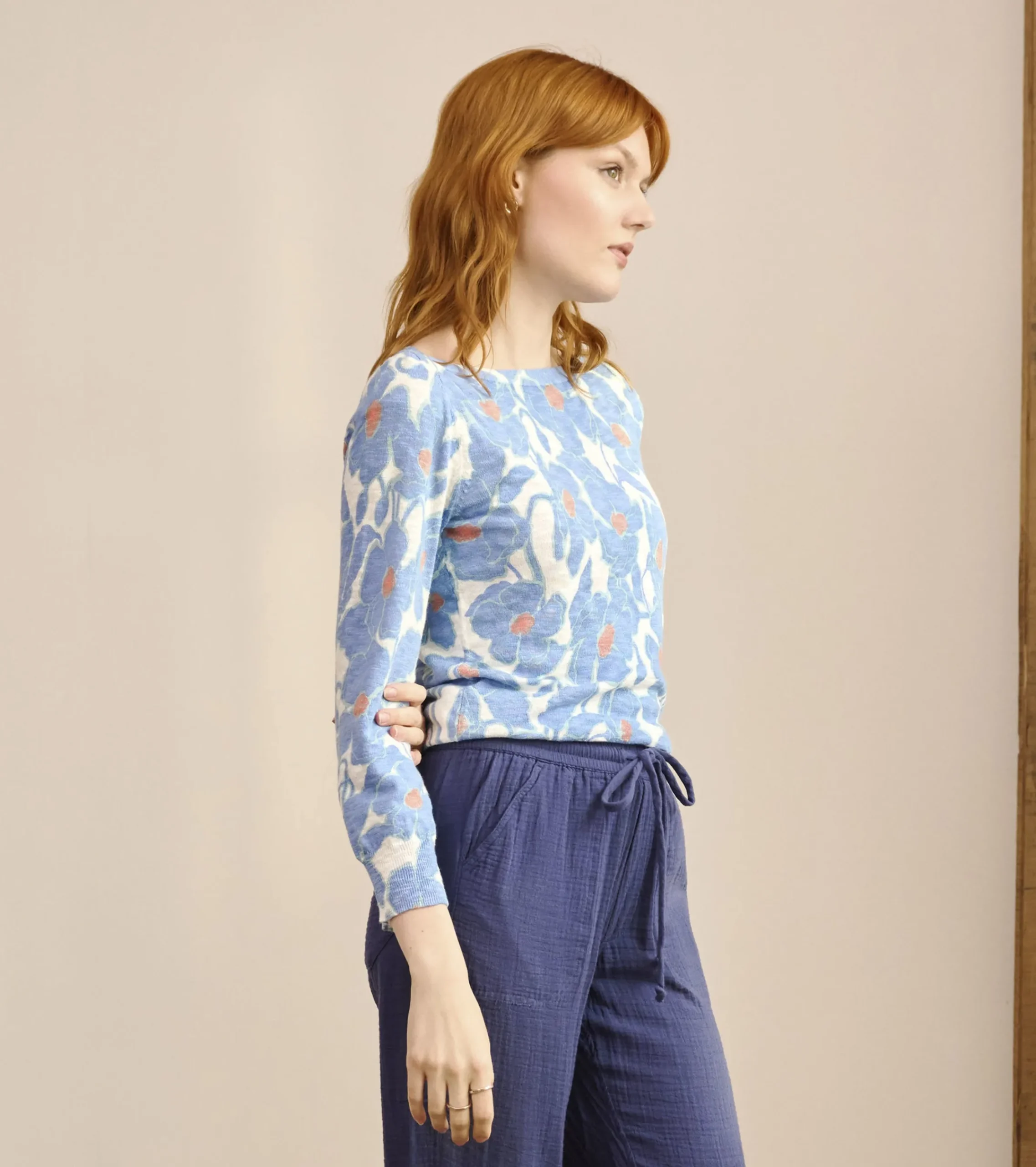 Outlet Hatley 3/4 Sleeve Knit Breton - Textured Poppies