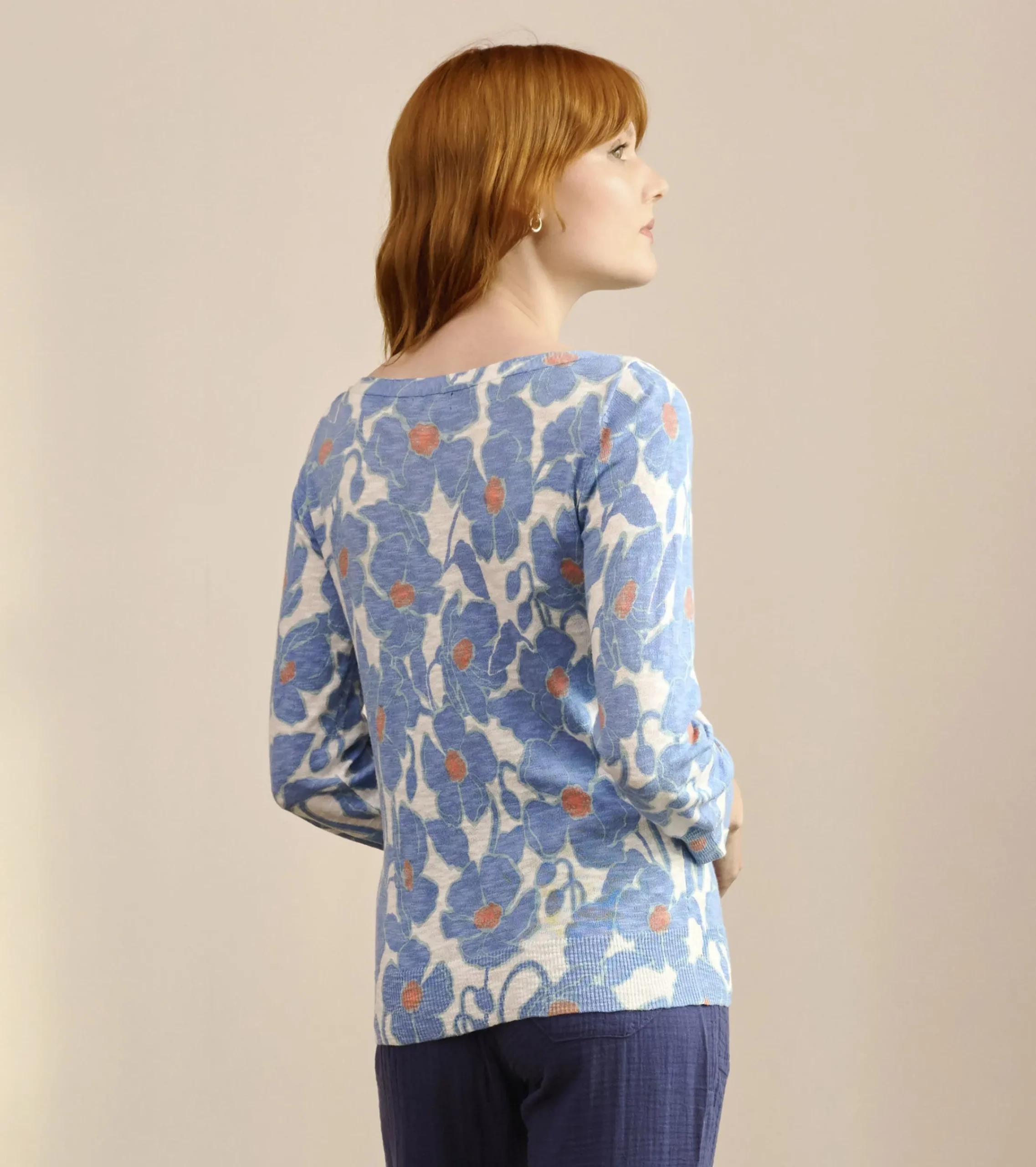 Outlet Hatley 3/4 Sleeve Knit Breton - Textured Poppies