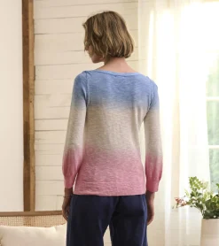 Clearance Hatley 3/4 Sleeve Knit Breton- Sunset Dip Dye