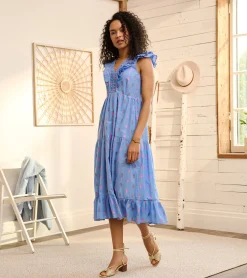 Hot Hatley Aria Midi Dress - Rainbow Feather Dobby