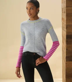 Hot Hatley Avery Sweater - Hot Pink Stripes