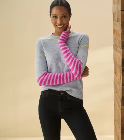 Hot Hatley Avery Sweater - Hot Pink Stripes