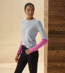 Hot Hatley Avery Sweater - Hot Pink Stripes