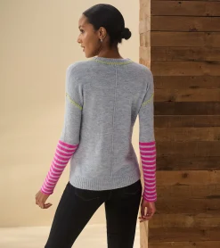 Hot Hatley Avery Sweater - Hot Pink Stripes