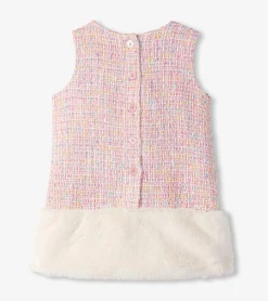 Best Hatley Baby & Toddler Girls Aurora Pink Tweed Faux Fur Trim Dress