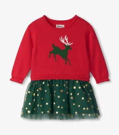 Best Hatley Baby & Toddler Holiday Reindeer Drop Waist Sweater Dress