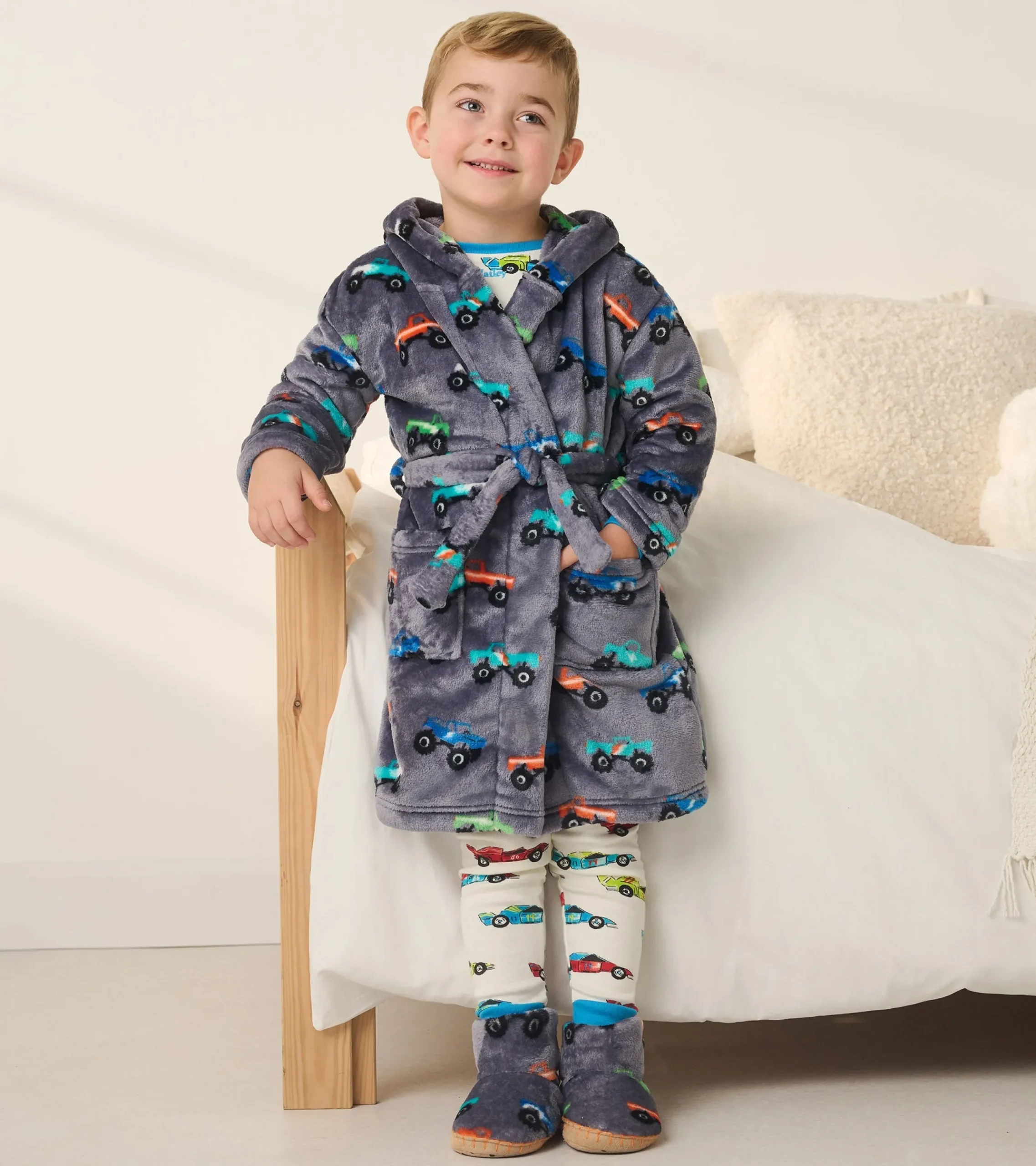 Outlet Hatley Baby Boys Monster Trucks Fleece Slippers