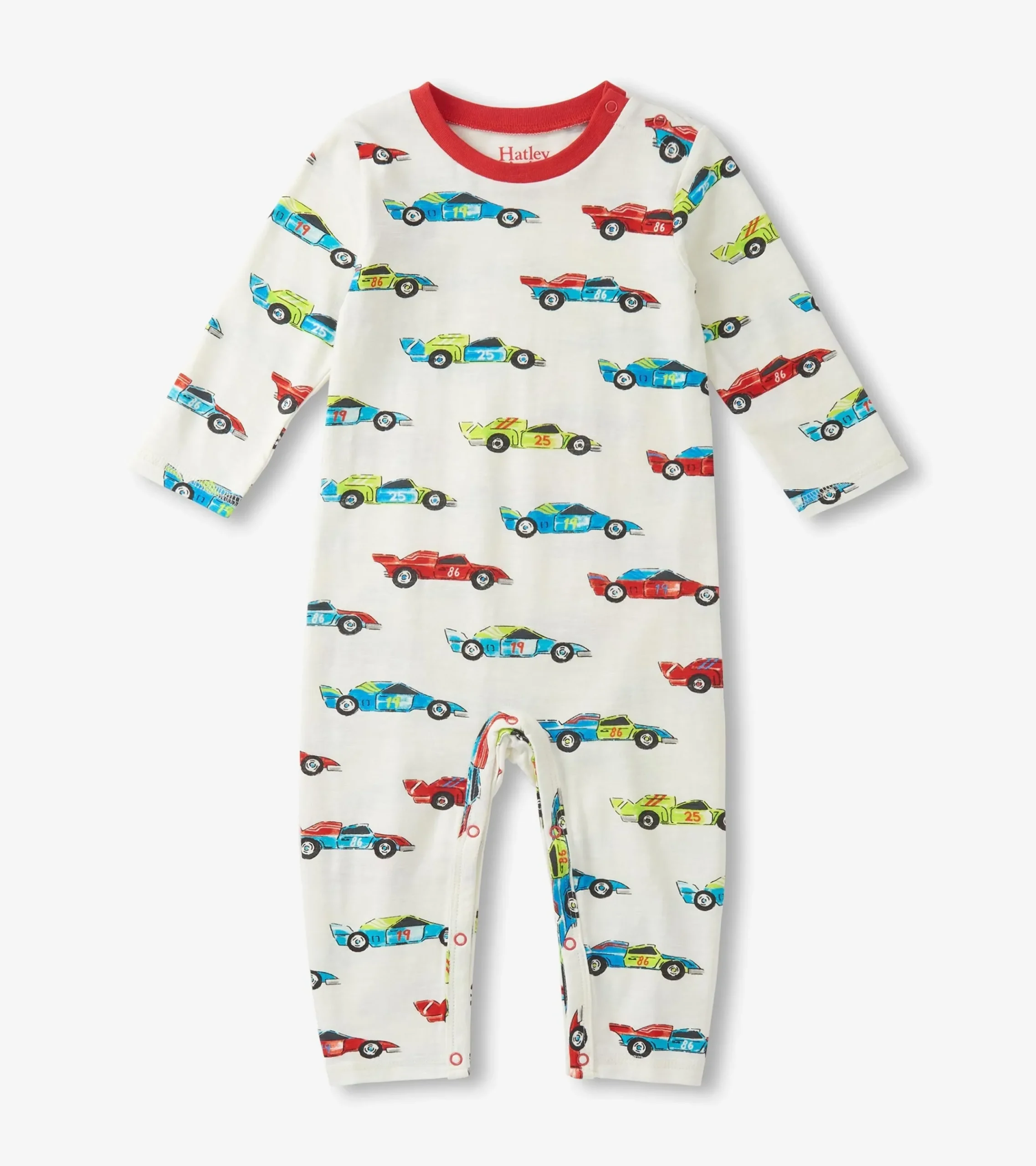 Clearance Hatley Baby Boys Water Colour Racecars Long Sleeve Romper