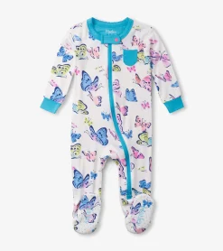 Hot Hatley Baby Girls Big Butterflies Footed Sleeper