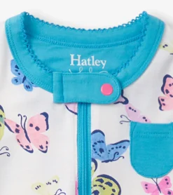 Hot Hatley Baby Girls Big Butterflies Footed Sleeper
