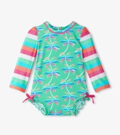 New Hatley Baby Girls Rainbow Palm Rashguard Swimsuit