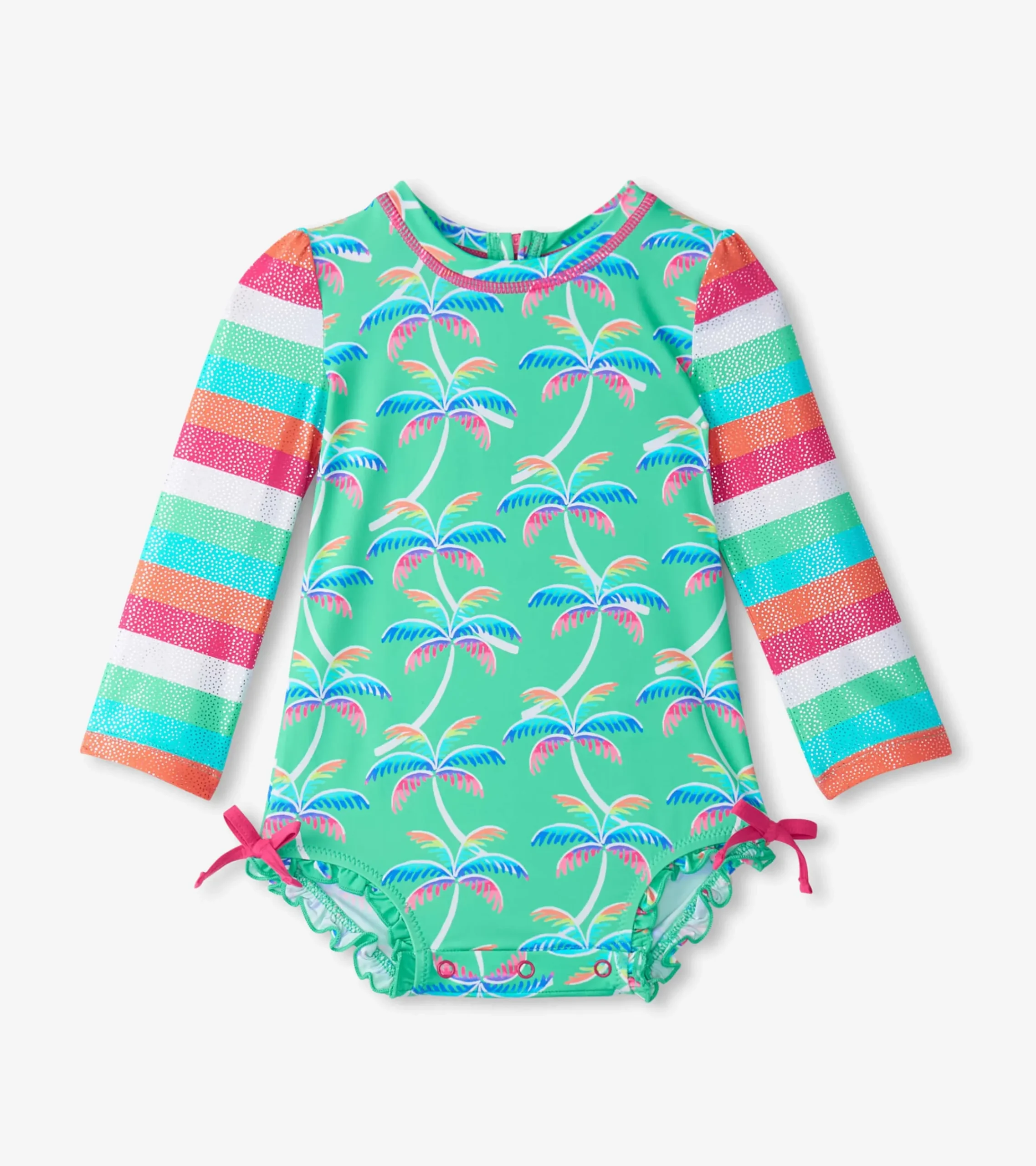 New Hatley Baby Girls Rainbow Palm Rashguard Swimsuit
