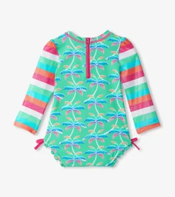 New Hatley Baby Girls Rainbow Palm Rashguard Swimsuit