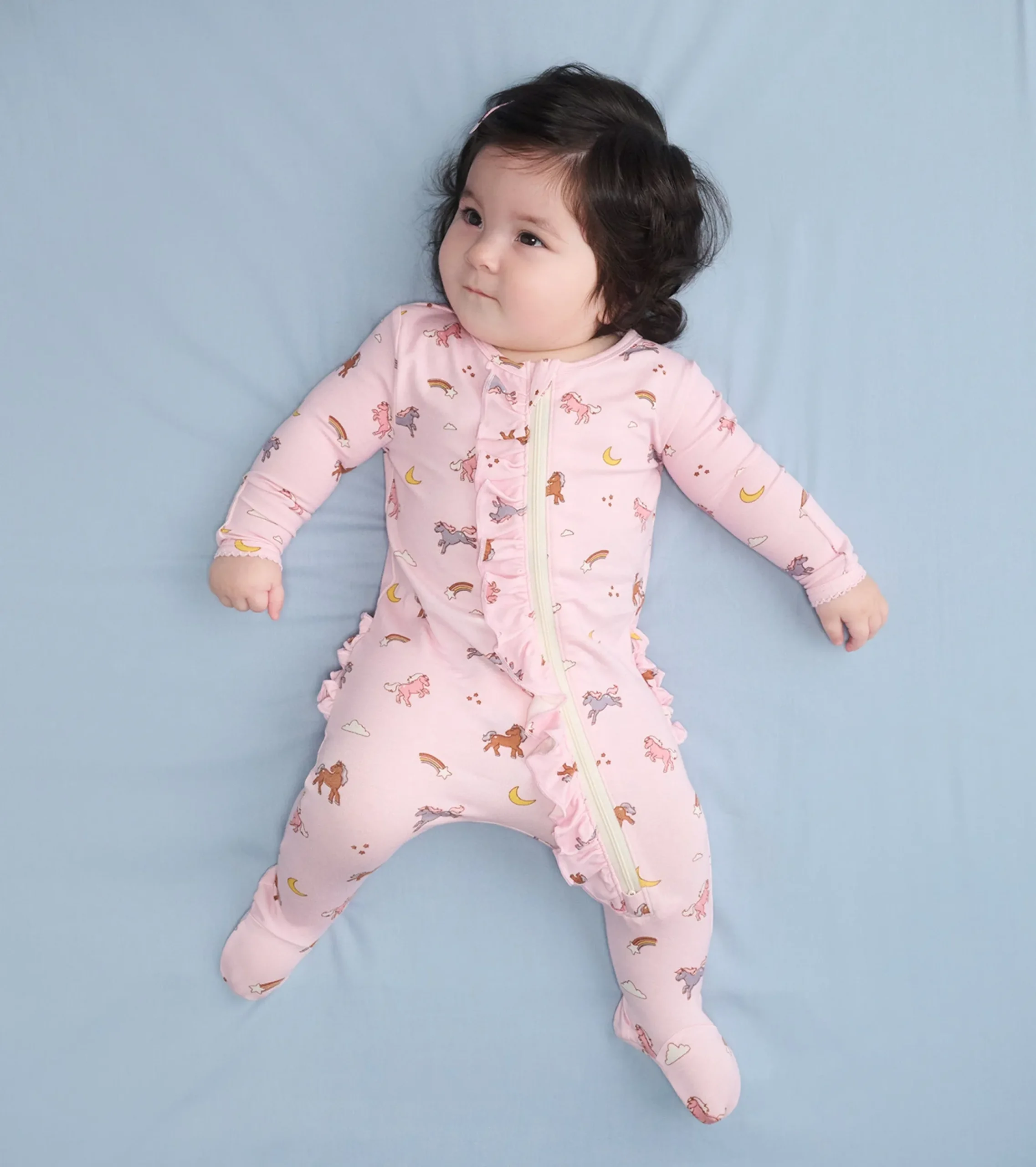 Hot Hatley Baby Girls Whimsical Ponies Ruffle Bum Bamboo Sleeper