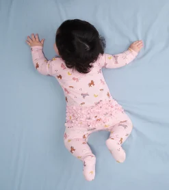 Hot Hatley Baby Girls Whimsical Ponies Ruffle Bum Bamboo Sleeper