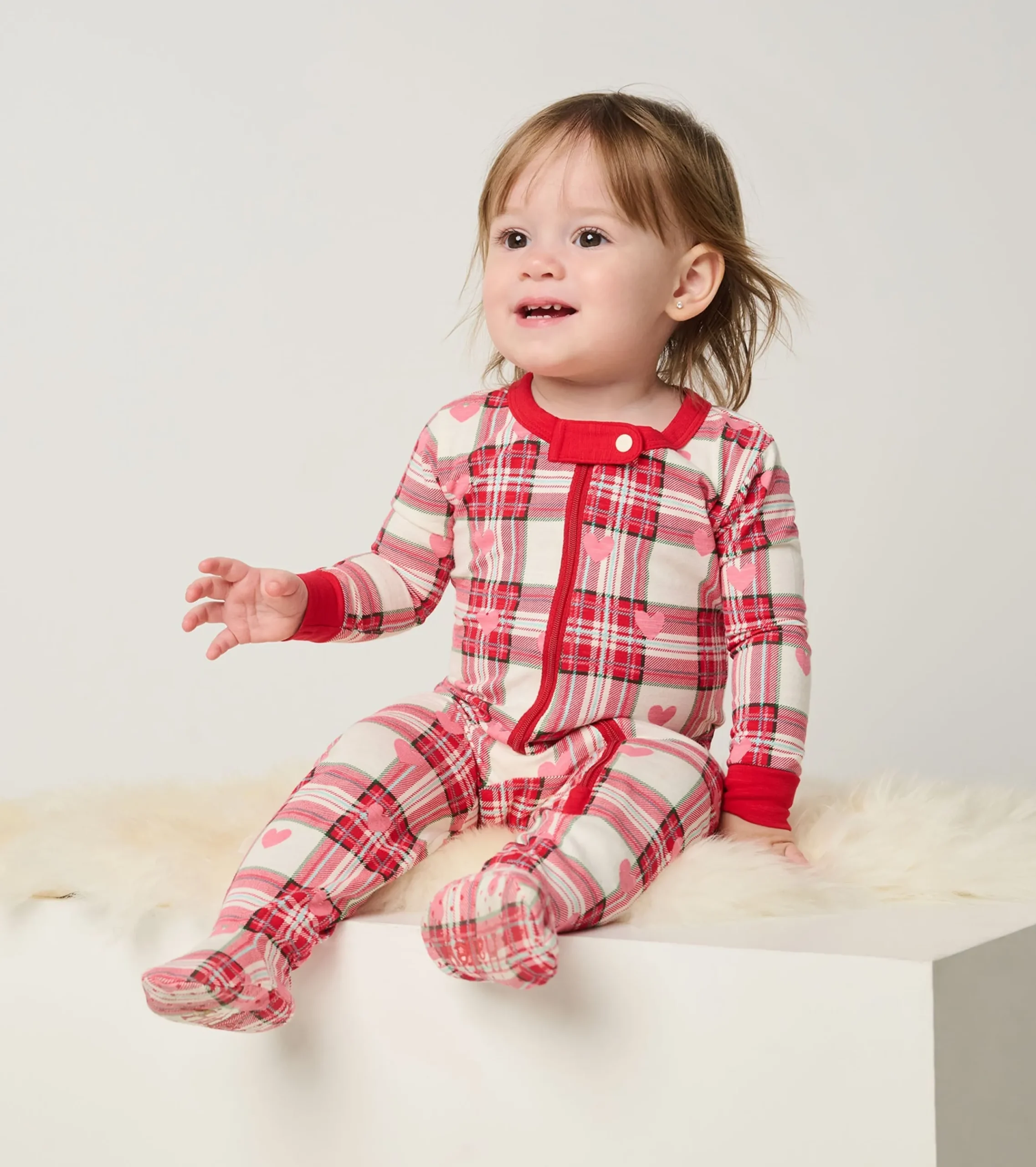 Sale Hatley Baby Plaid Hearts Cotton Footed Sleeper