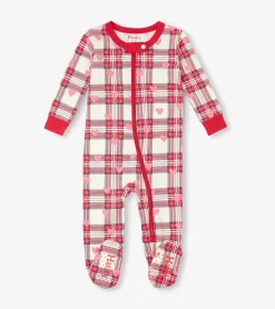 Sale Hatley Baby Plaid Hearts Cotton Footed Sleeper