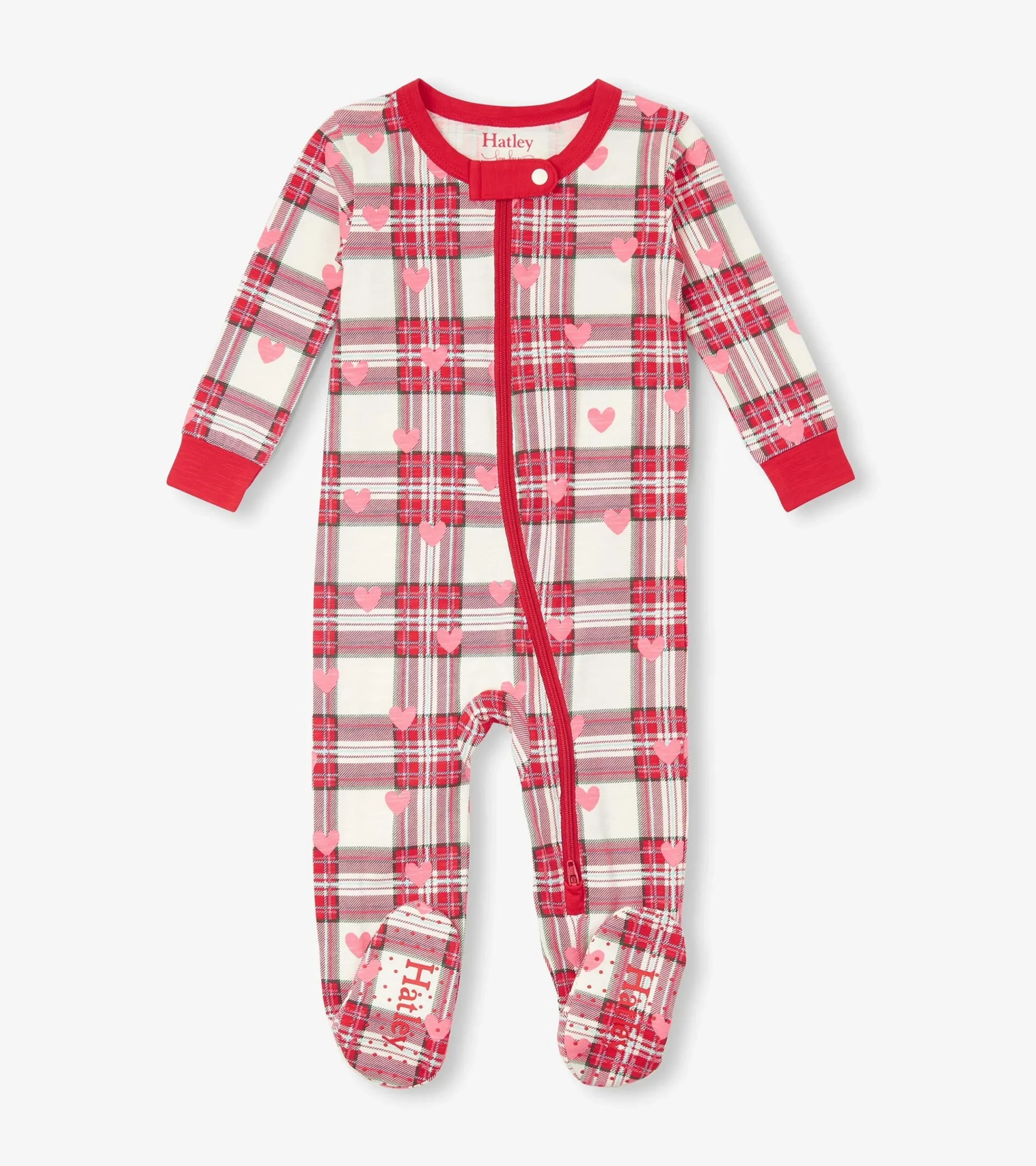 Sale Hatley Baby Plaid Hearts Cotton Footed Sleeper