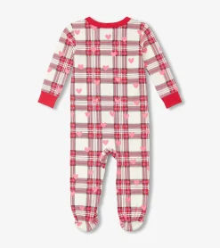 Sale Hatley Baby Plaid Hearts Cotton Footed Sleeper
