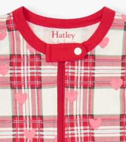 Sale Hatley Baby Plaid Hearts Cotton Footed Sleeper