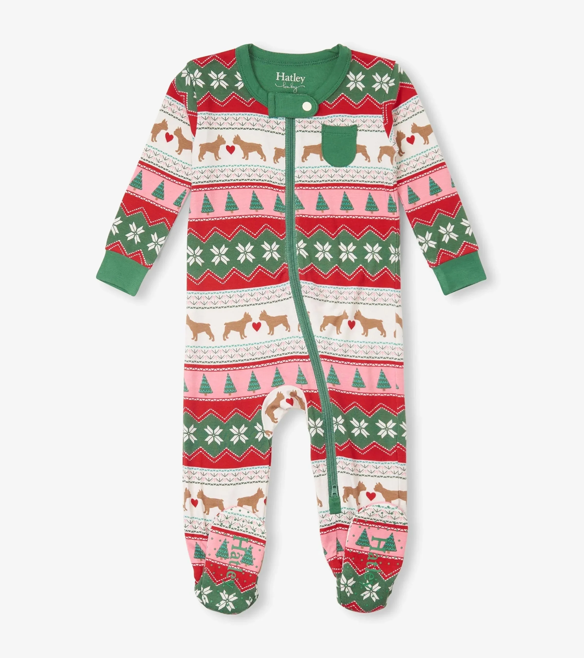 Hot Hatley Baby Puppy Hearts Bamboo Footed Sleeper