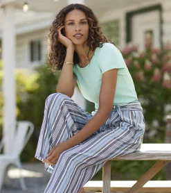 Clearance Hatley Belted Wide Leg Pants - Rainbow Stripes