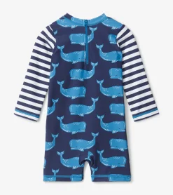 Online Hatley Block Whales Baby One-Piece Rashguard