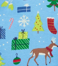 Online Hatley Blue Christmas Raglan Kids Organic Cotton Pajama Set
