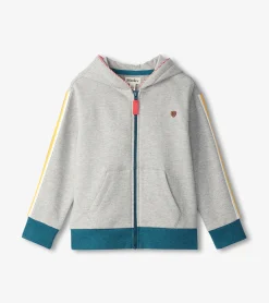New Hatley Boys Athletic Grey Zip-Up Hoodie