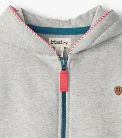 New Hatley Boys Athletic Grey Zip-Up Hoodie