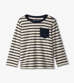 Online Hatley Boys Black & Cream Long Sleeve Bamboo T-Shirt