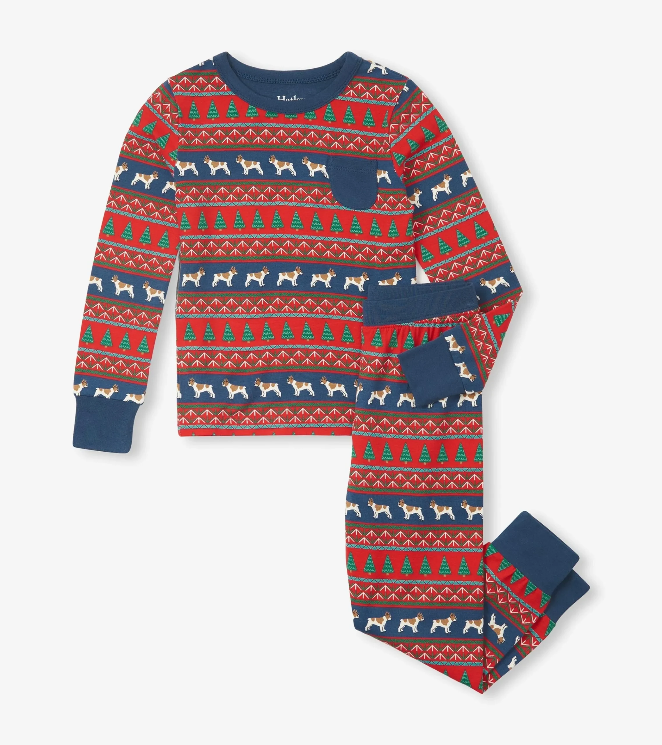 Hatley Boys Bulldog Fair Isle Bamboo Pajama Set