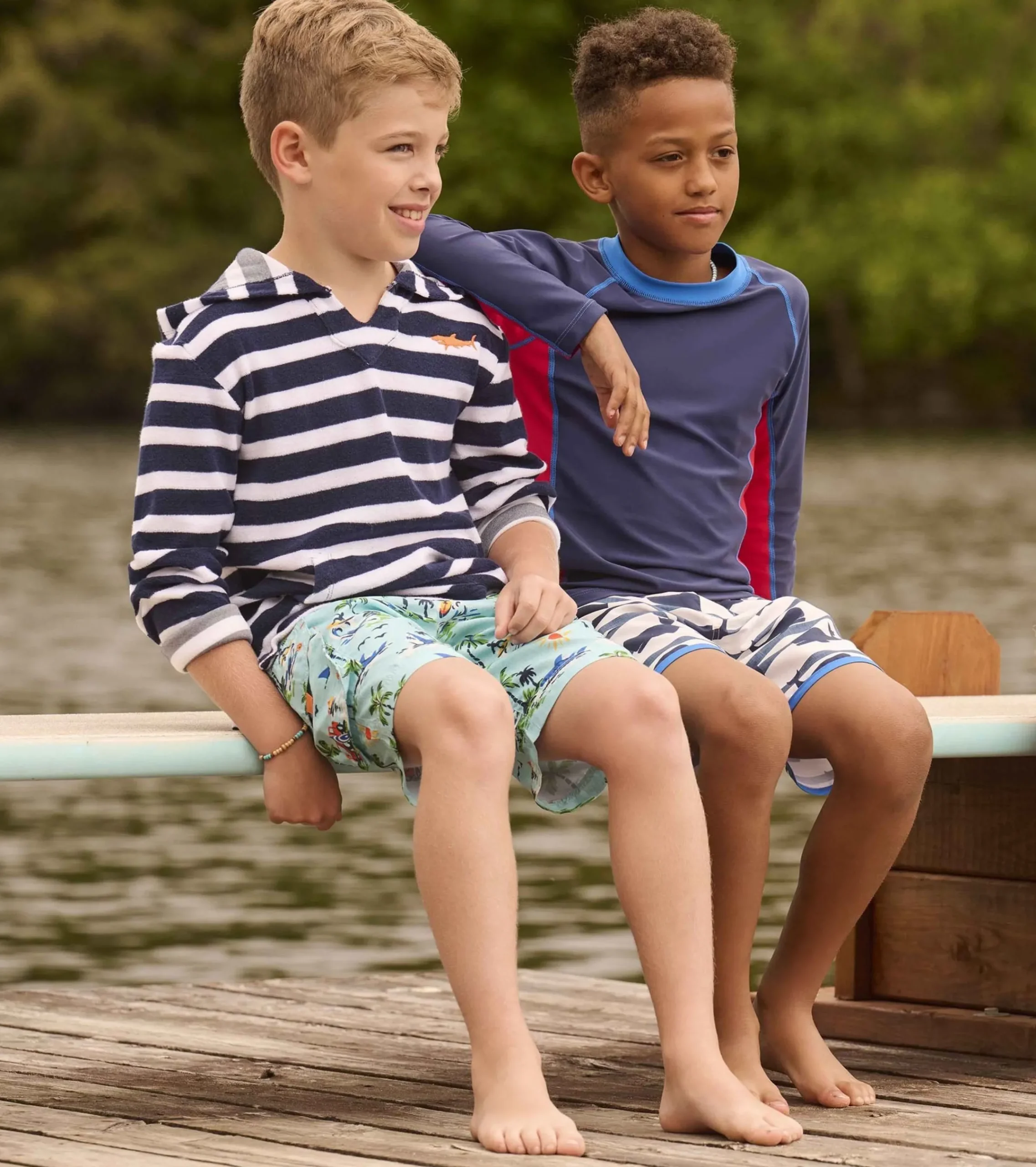 Sale Hatley Boys Deep Sea Stripes Terry Pullover Hoodie