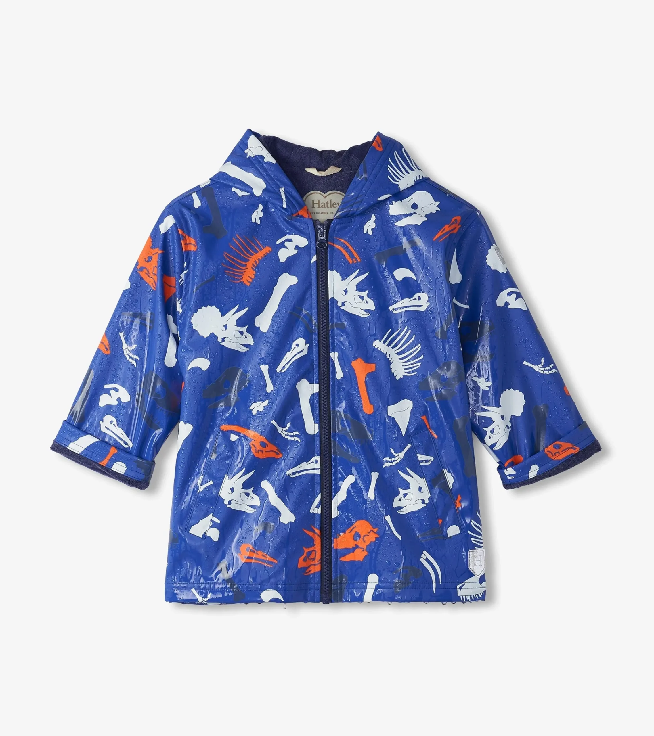 Clearance Hatley Boys Dino Fossils Colour Changing Zip-Up Rain Jacket