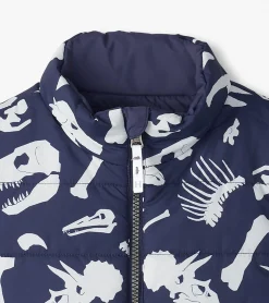 Hatley Boys Dino Fossils Reversible Quilted Vest