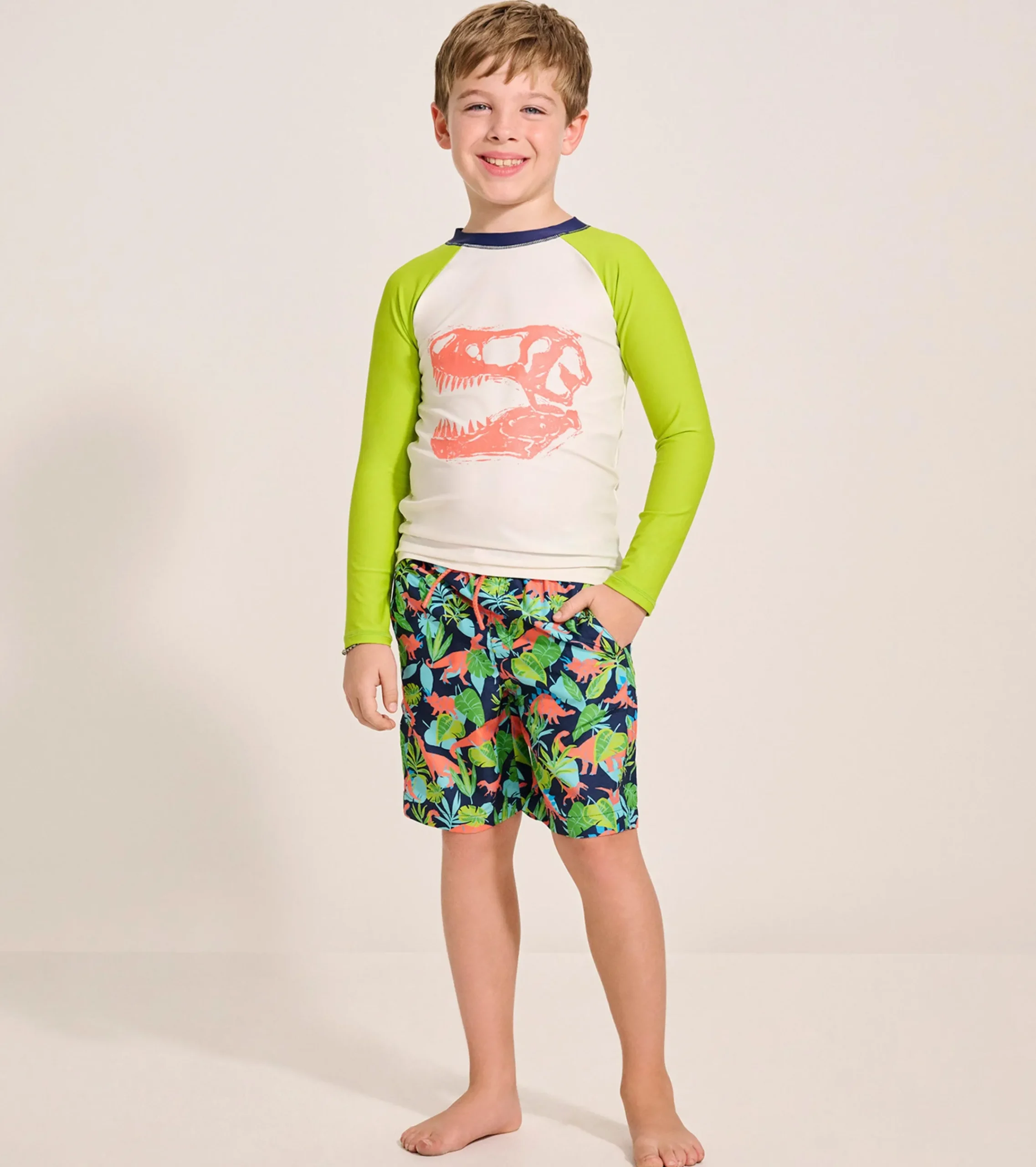 Hot Hatley Boys Dino Skull Long Sleeve Rashguard