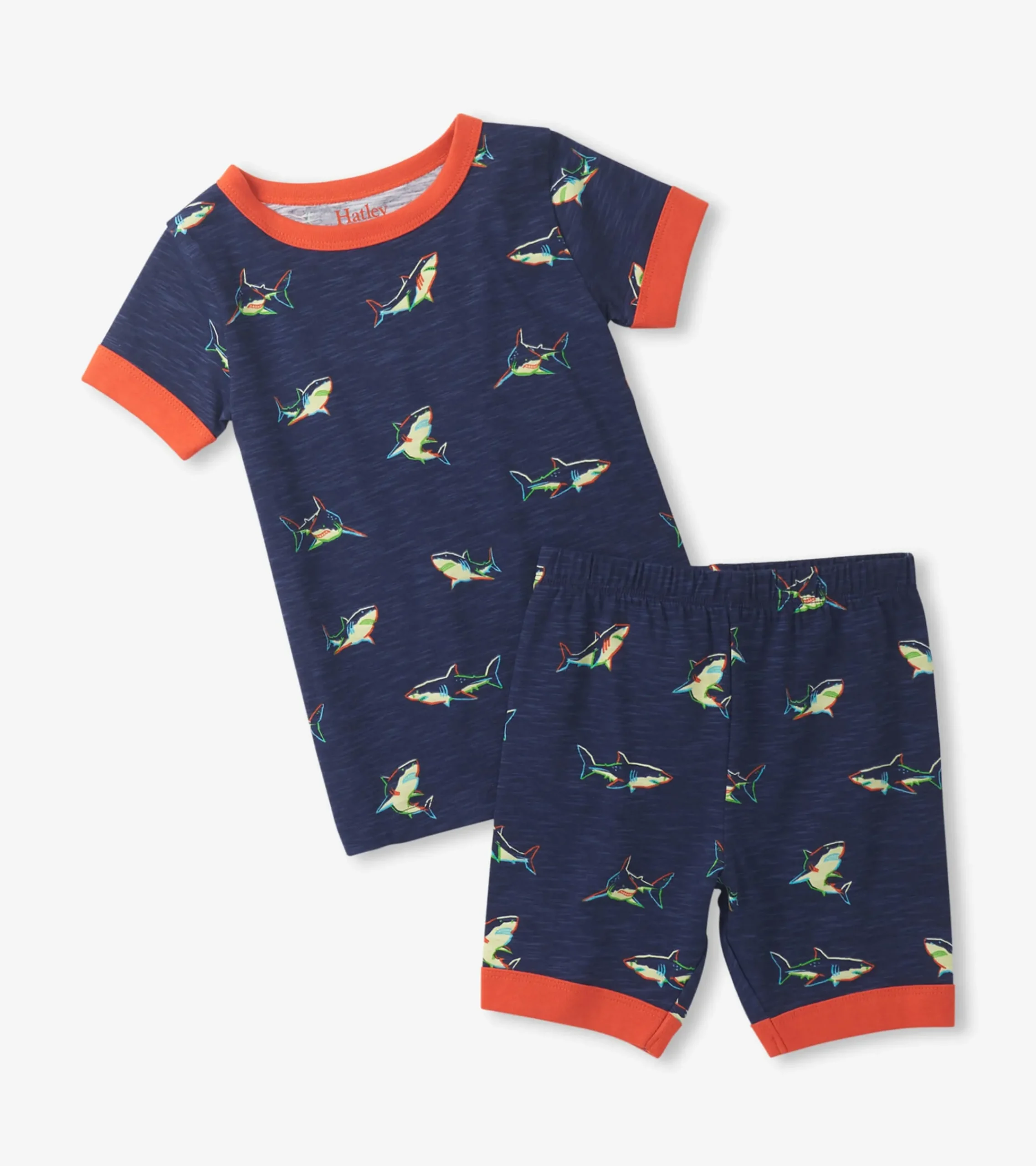 New Hatley Boys Glow Sharks Short Pajama Set