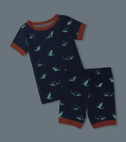 New Hatley Boys Glow Sharks Short Pajama Set