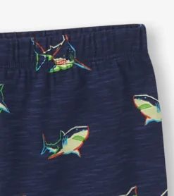 New Hatley Boys Glow Sharks Short Pajama Set
