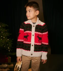 Hot Hatley Boys Holiday Elks Shawl Collar Cardigan