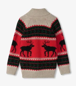 Hot Hatley Boys Holiday Elks Shawl Collar Cardigan