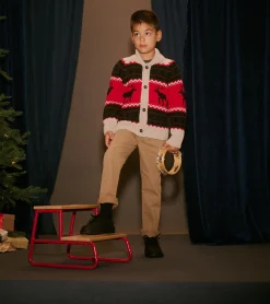 Hot Hatley Boys Holiday Elks Shawl Collar Cardigan