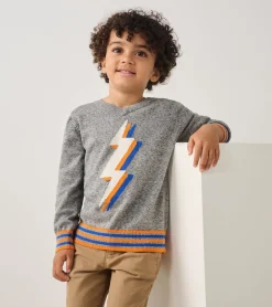 New Hatley Boys Lightning Bolt V-Neck Sweater