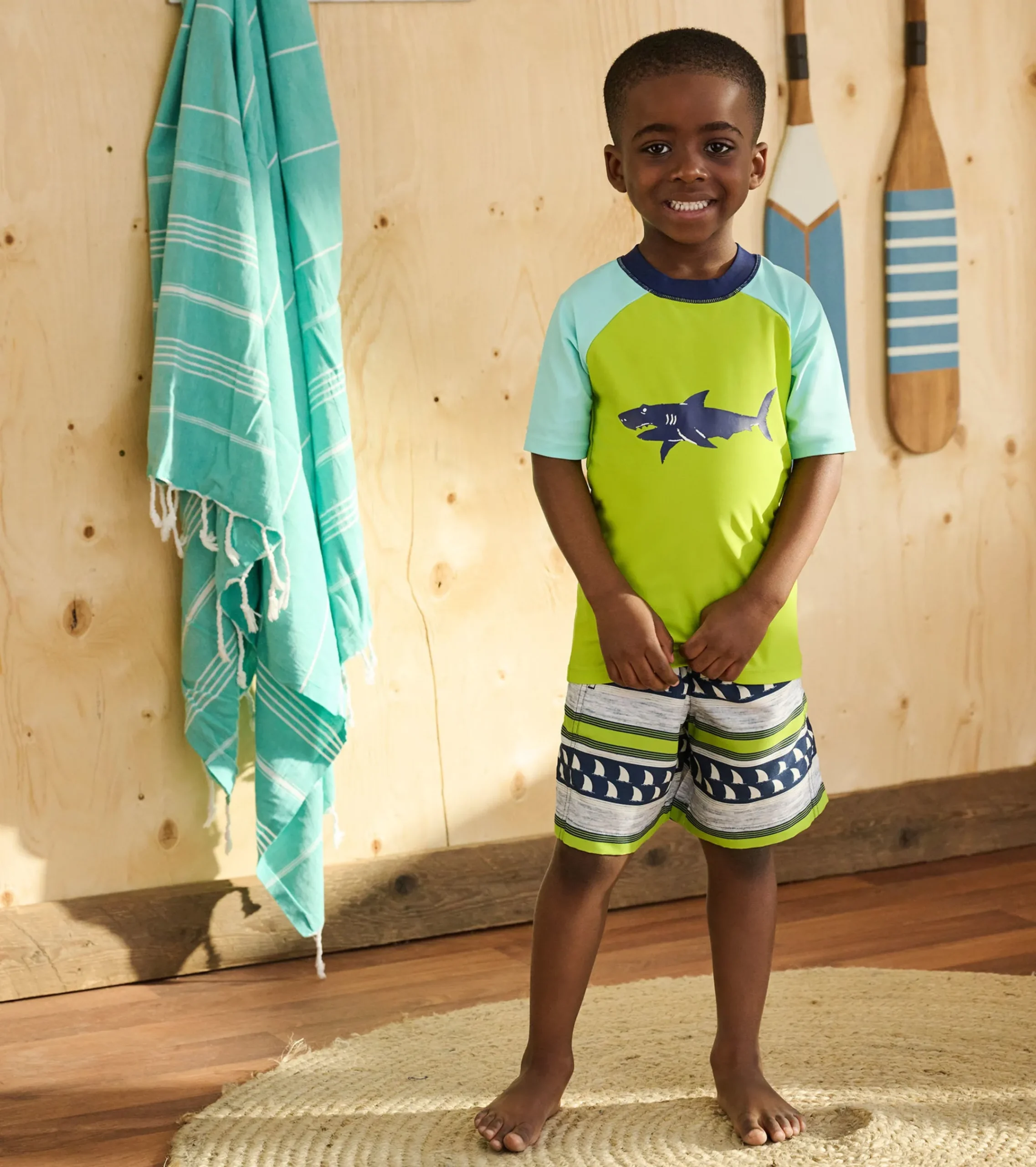 Online Hatley Boys Lime Green Shark Short Sleeve Rashguard