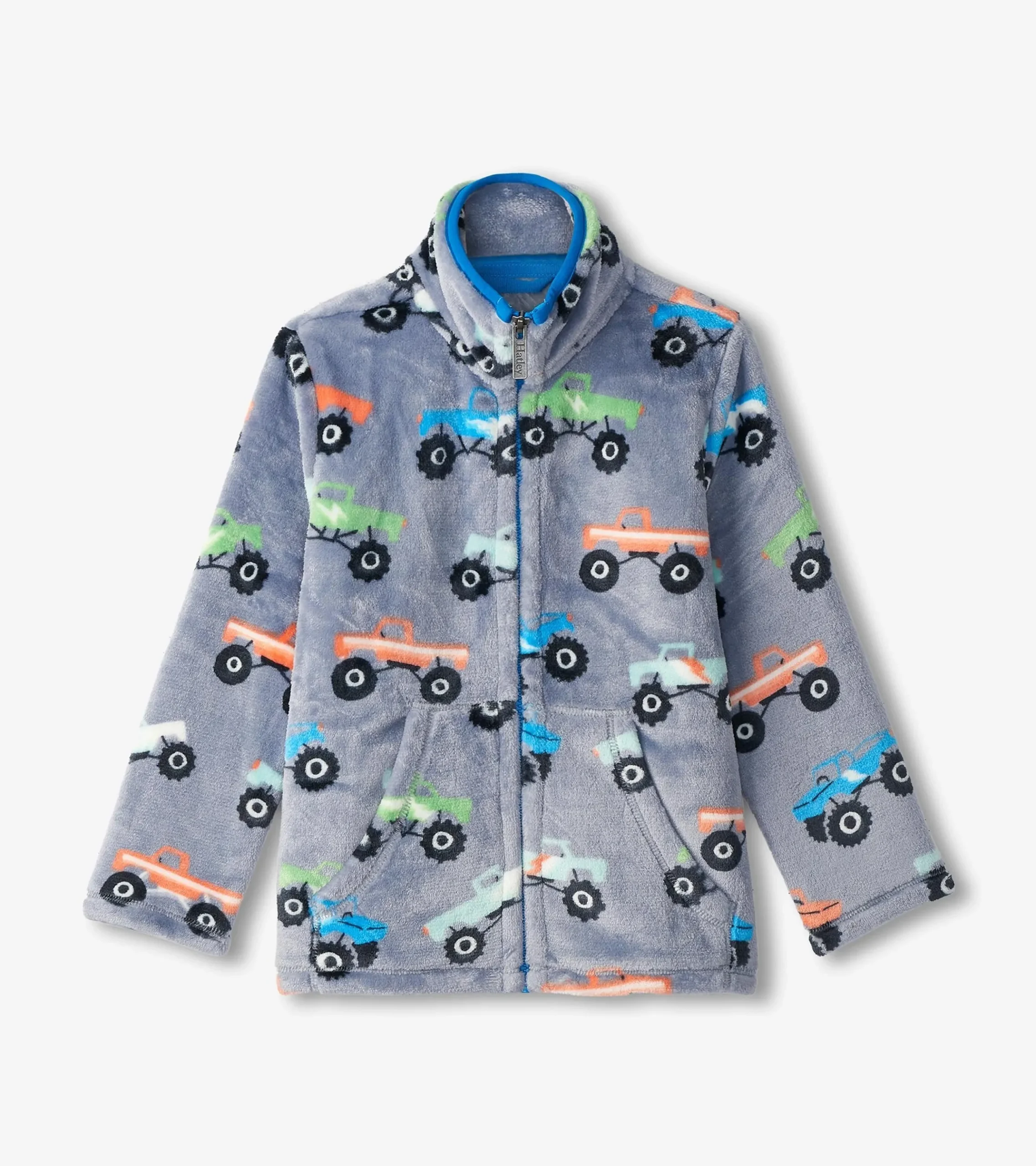Hatley Boys Monster Trucks Fuzzy Fleece Zip-Up Jacket