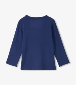 Hot Hatley Boys Patriot Blue Long Sleeve Bamboo T-Shirt