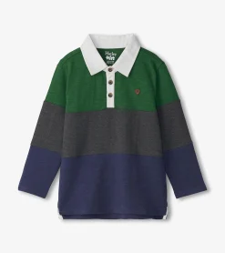 Hatley Boys Preppy Panelled Long Sleeve Polo Shirt
