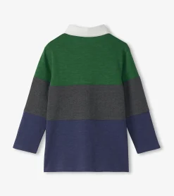 Hatley Boys Preppy Panelled Long Sleeve Polo Shirt