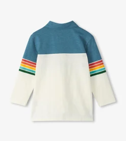 Clearance Hatley Boys Retro Stripes Long Sleeve Panelled Polo