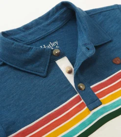 Clearance Hatley Boys Retro Stripes Long Sleeve Panelled Polo
